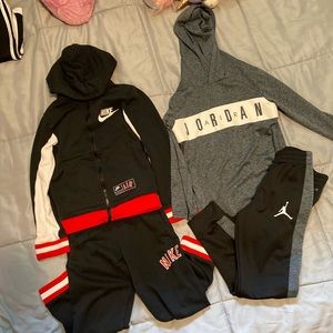 2 toddler boys nike and jordan sweatsuits